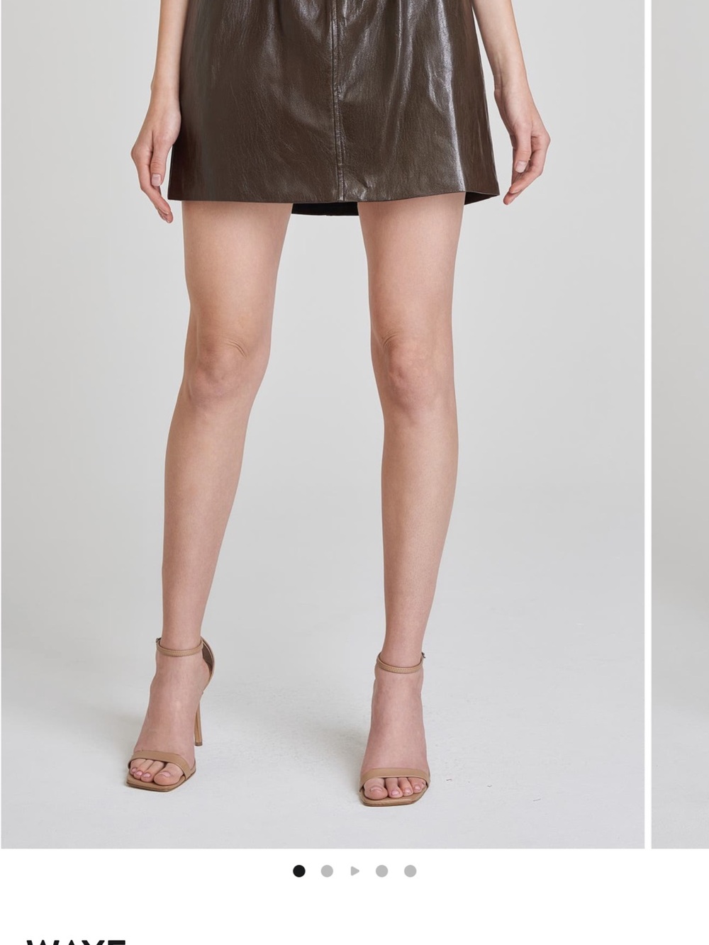 Wayf Brown Faux Leather Mini Skirt